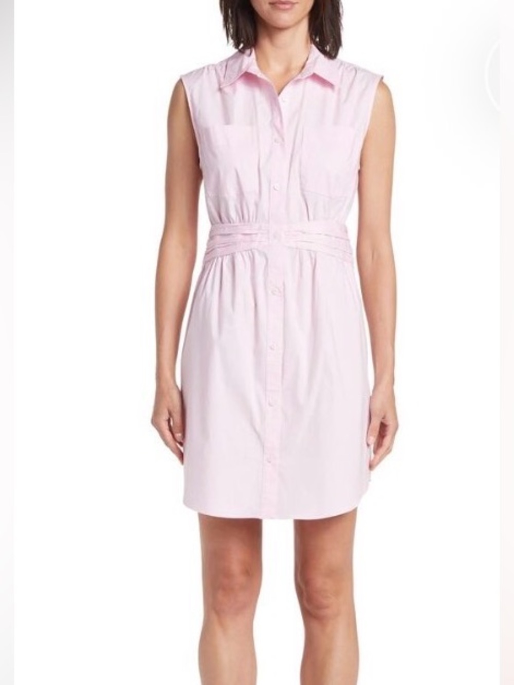 NWT Derek Lam Pink Sleeveless Cora Button-Front Shirt Dress 8